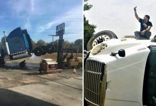 Необычные происшествия, которые могли случиться только с водителями грузовиков (11 фото + 11 гиф)